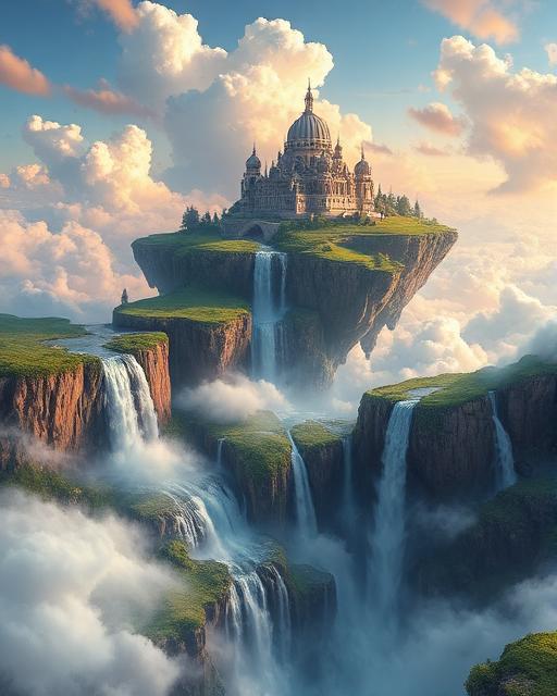 Сюрреалистическая картина с летающими островами